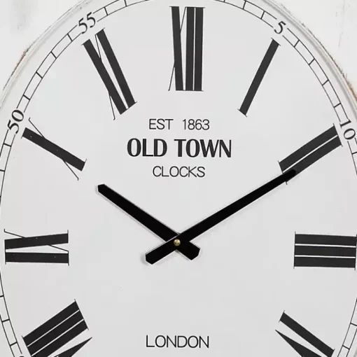 Distressed White Wood Scroll Wall Clock