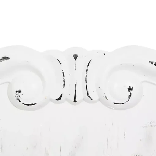 Distressed White Wood Scroll Wall Clock