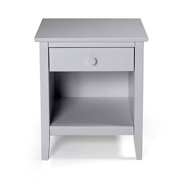 Dove Gray Brazilian Pine Wood Nightstand