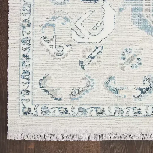 Dove Gray Ornate Bordered Area Rug, 5x7