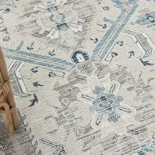 Dove Gray Ornate Bordered Area Rug, 5x7