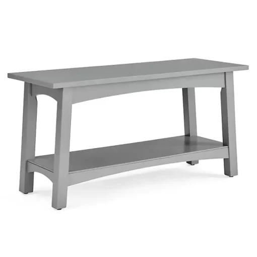 Dove Gray Rustic Farmhouse Wood Bench
