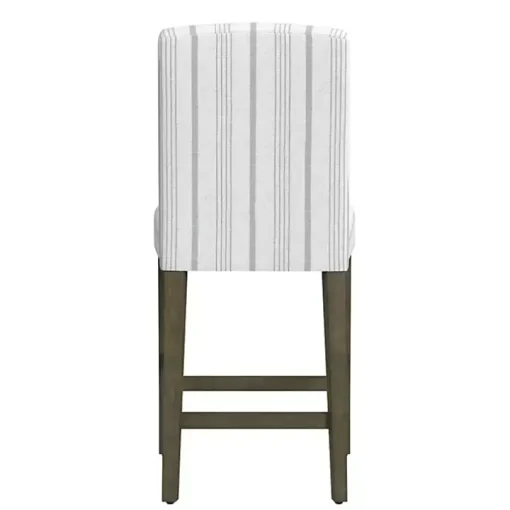 Dove Gray Striped Upholstered Bar Stool