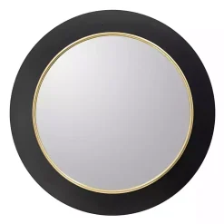 Drew II Black and Gold Round LED Mirror