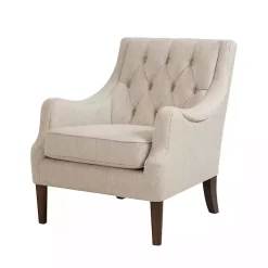Elle Tufted Beige Accent Chair