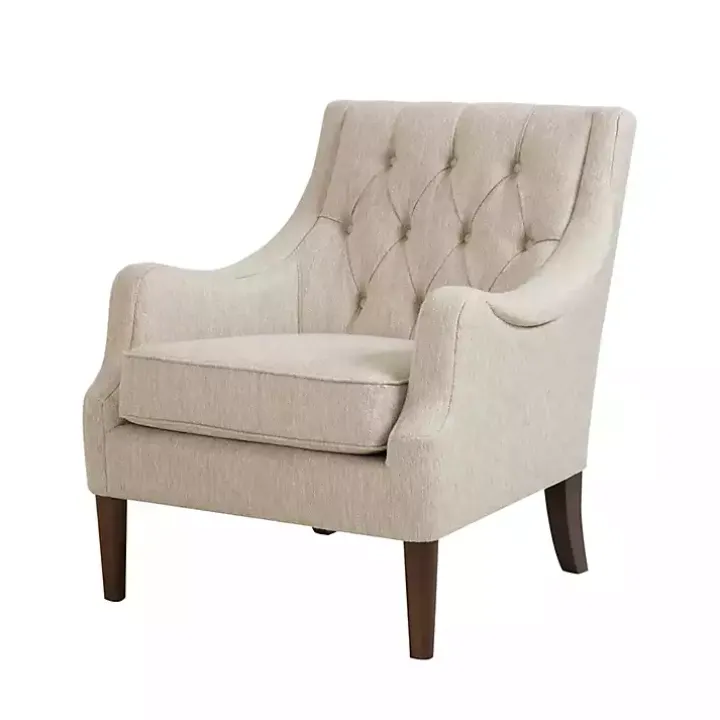 Elle Tufted Beige Accent Chair