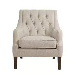 Elle Tufted Beige Accent Chair