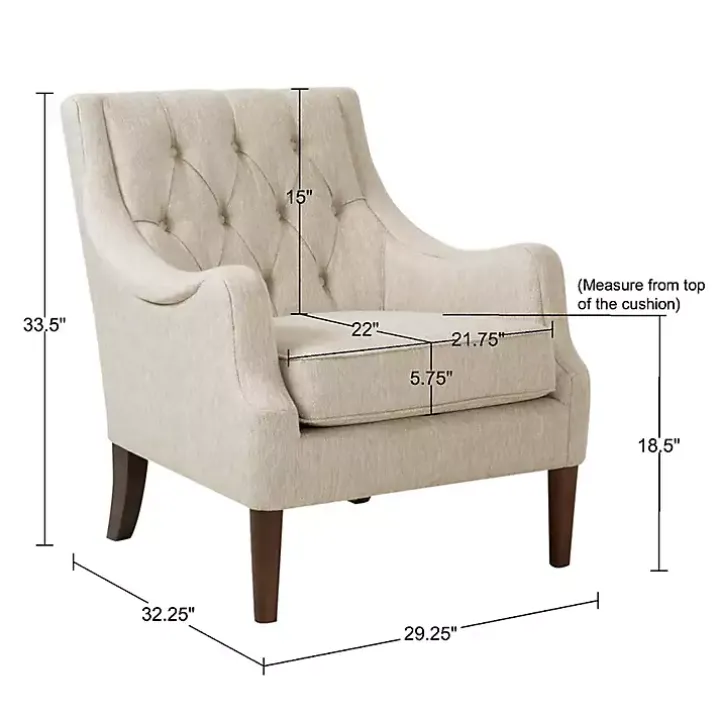 Elle Tufted Beige Accent Chair