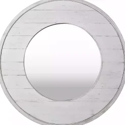 Ellison Shiplap Round Wood Wall Mirror