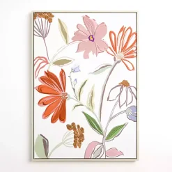 Embroidered Summer Floral I Framed Canvas Print
