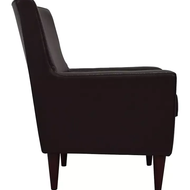 Emma Walnut Faux Leather Accent Chair
