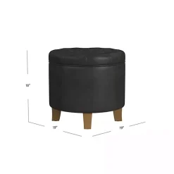 Espresso Faux Leather Tufted Storage Ottoman