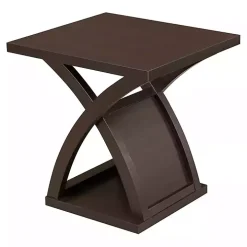 Espresso Wood X-Base Side Table