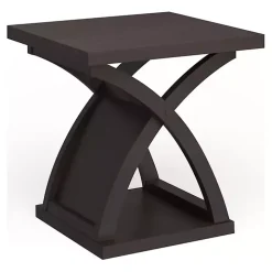 Espresso Wood X-Base Side Table