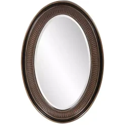 Ethan Bronze Ribbed Oval Wall Mirror