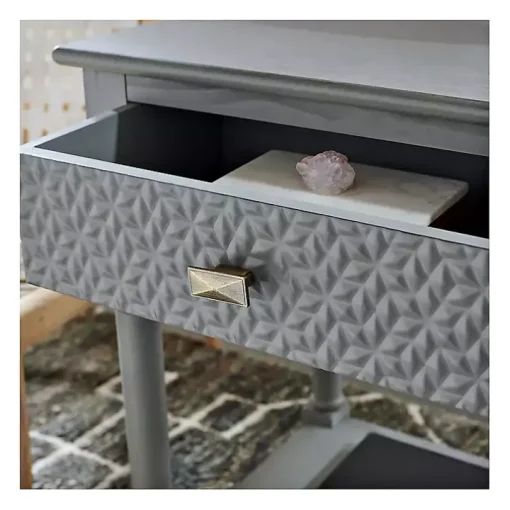 Evelina Gray Textured Single Drawer Accent Table