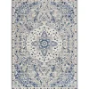 Faded Gray & Blue Floral Medallion Area Rug, 5x7