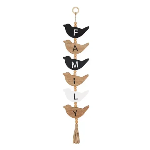 Family Bird Shaped Wood Wall Sign
