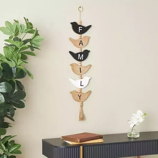 Family Bird Shaped Wood Wall Sign