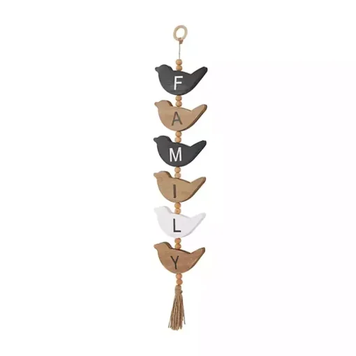 Family Bird Shaped Wood Wall Sign