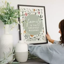 Family Blessing Floral Framed Wall Plaque
