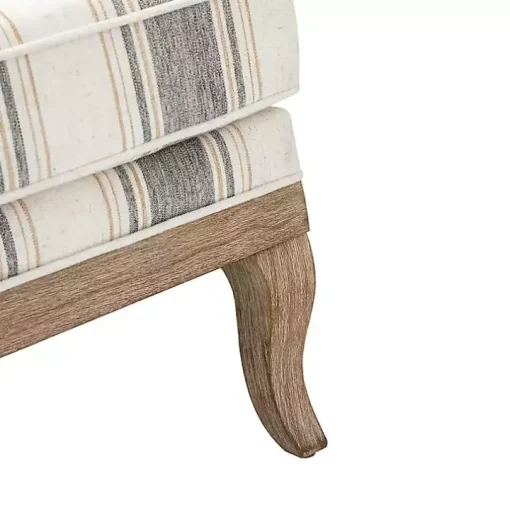 Farmhouse Gray & Brown Striped Armchairs, Set of 2