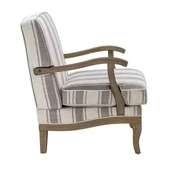 Farmhouse Gray & Ivory Striped Armchair