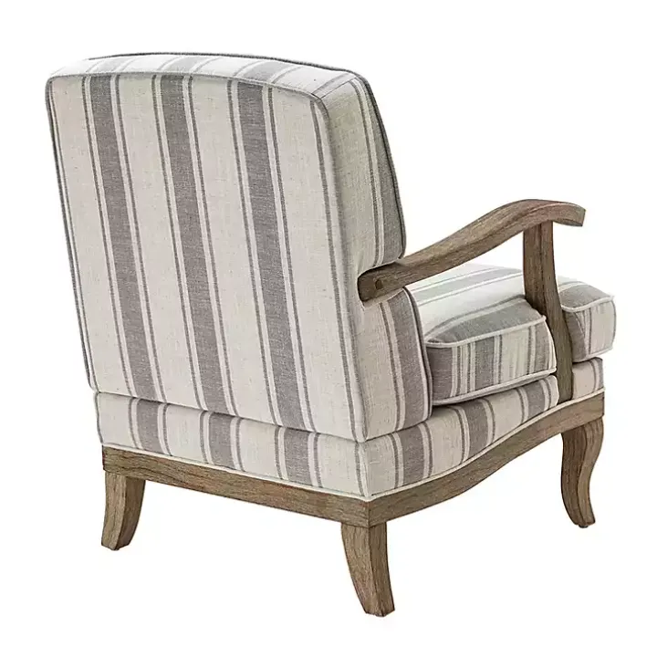 Farmhouse Gray & Ivory Striped Armchair