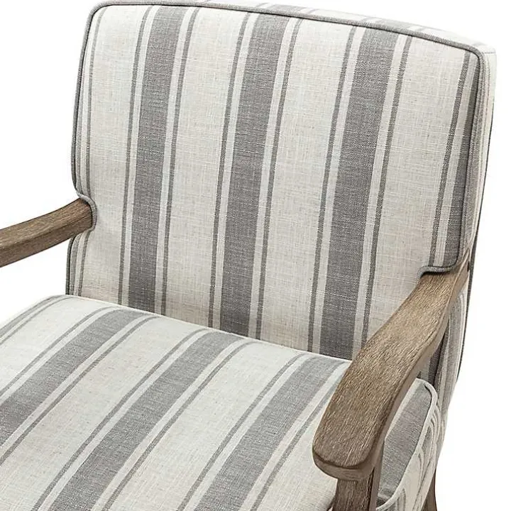 Farmhouse Gray & Ivory Striped Armchair