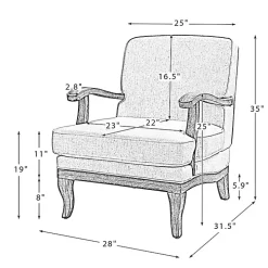 Farmhouse Gray & Ivory Striped Armchair