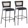 Faux Leather and Rattan Bar Stools, Set of 2