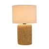 Faux Woven Wood and Linen Table Lamp