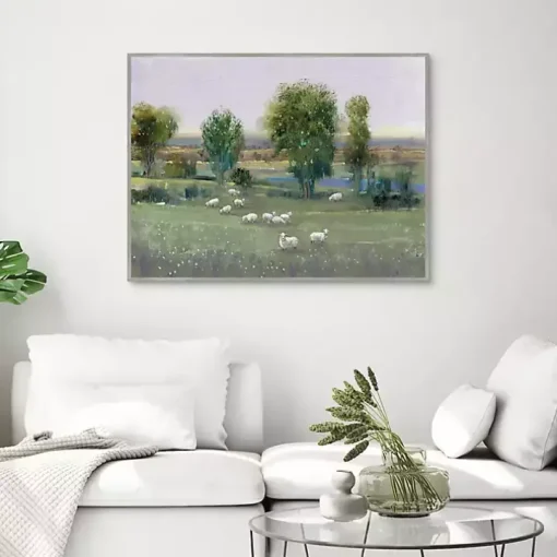 Field of Sheep Framed Canvas Art Print