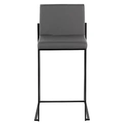 Fiji Gray Faux Leather Counter Stools, Set of 3
