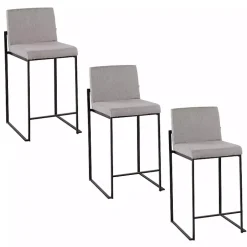 Fiji Gray Upholstered Counter Stools, Set of 3