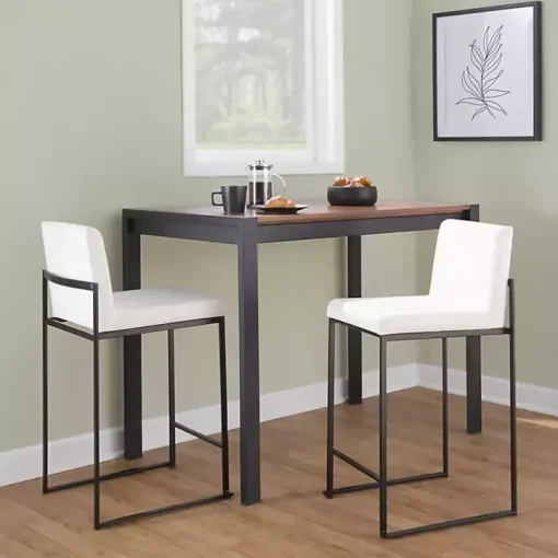 Fiji White Velvet Counter Stools, Set of 3