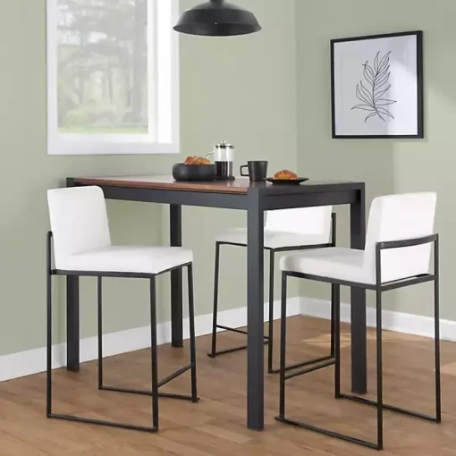 Fiji White Velvet Counter Stools, Set of 3