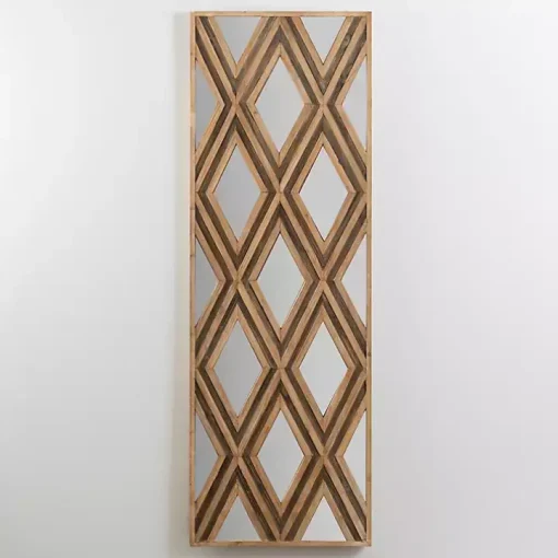 Fir Wood Diamond Mirrored Wall Plaque
