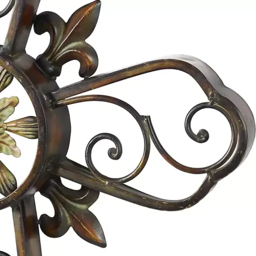 Fleur De Lis Traditional Metal Cross Wall Plaque