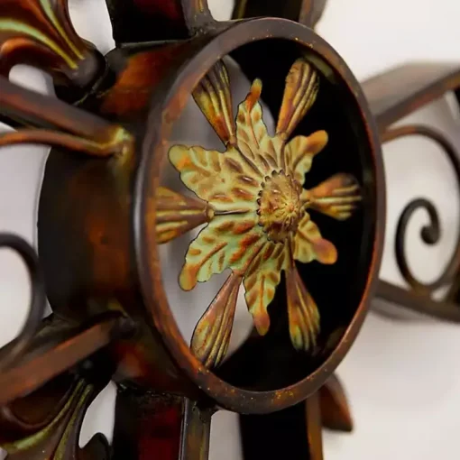 Fleur De Lis Traditional Metal Cross Wall Plaque