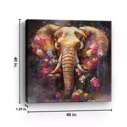 Floral Elephant Canvas Art Print