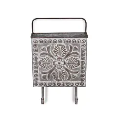 Floral Embossed Metal Wall Pocket