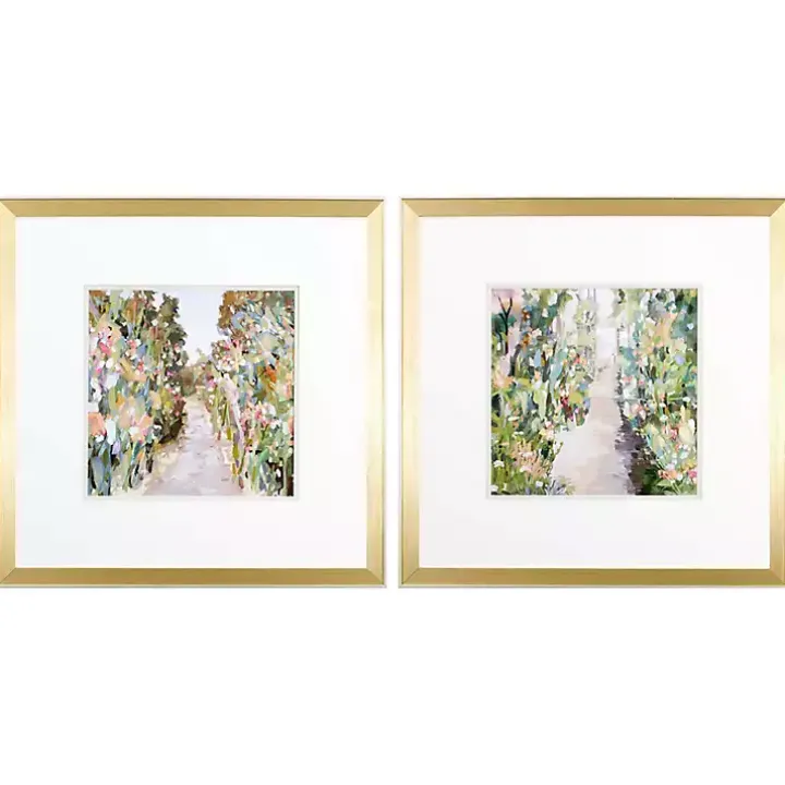 Floral Garden Path Framed Art Prints, Set of