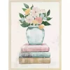 Floral Vase on Books Framed Art Print