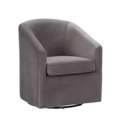 Fog Velvet Swivel Barrel Accent Chair