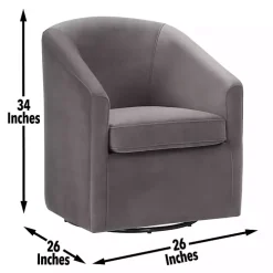 Fog Velvet Swivel Barrel Accent Chair