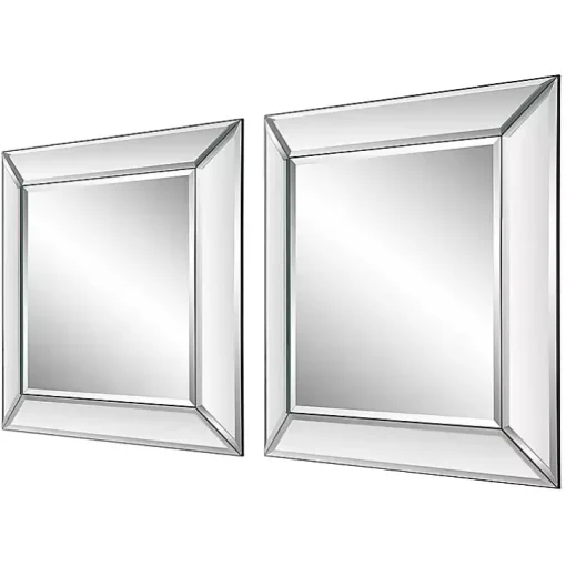 Frameless Beveled Square Mirrors, Set of 2