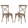 French Country X-Back Dining Chairs, Set of 2