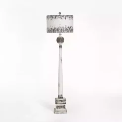 French Distressed White Floor Lamp