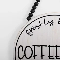 Freshly Brewed Coffee Round Beaded Wall Plaque